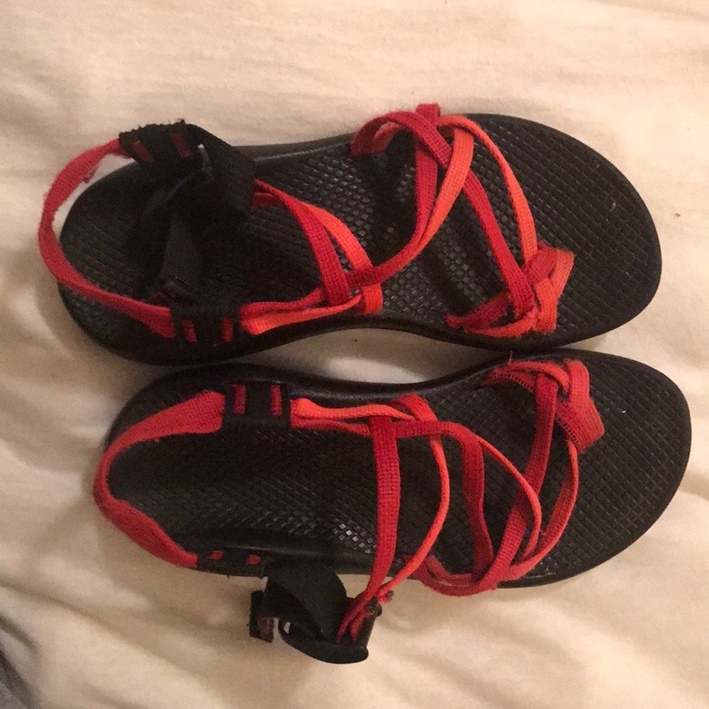 Red double strap chacos